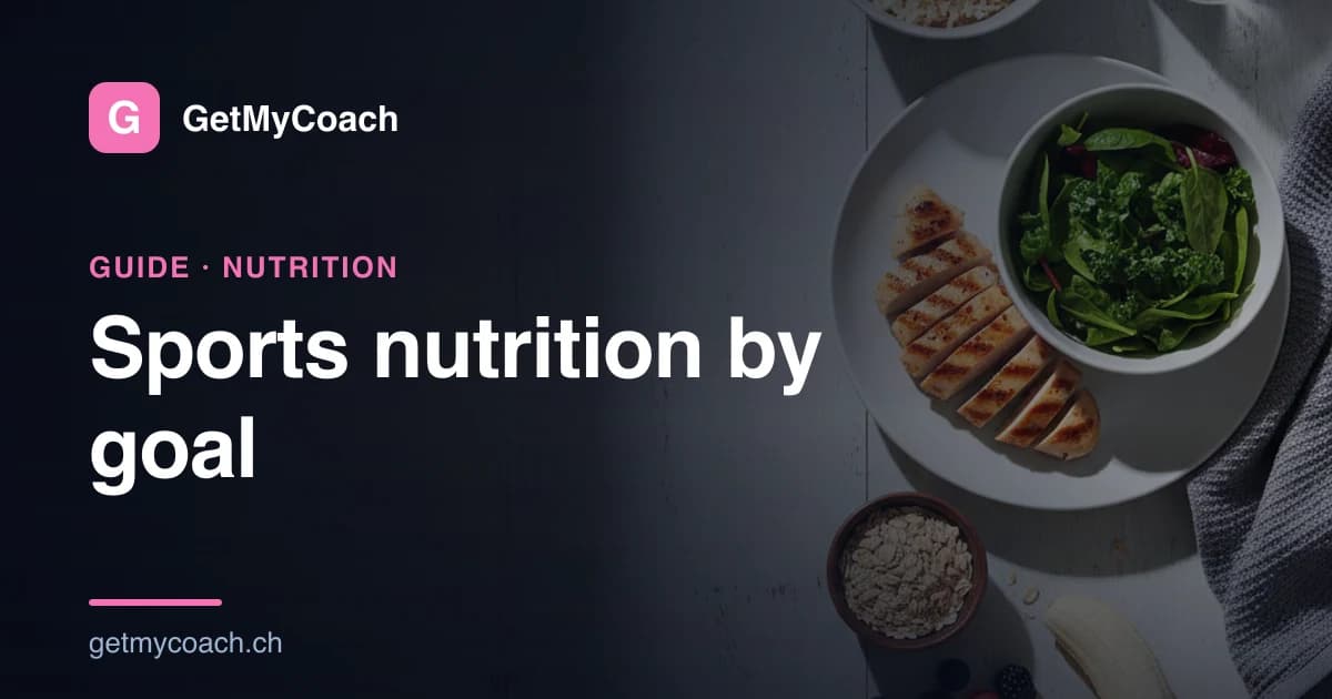 An overhead table of everyday training food — grilled chicken, a bowl of leafy greens, rice, oats and a banana.