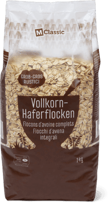 A pack of M-Classic coarse wholegrain oats from Migros.